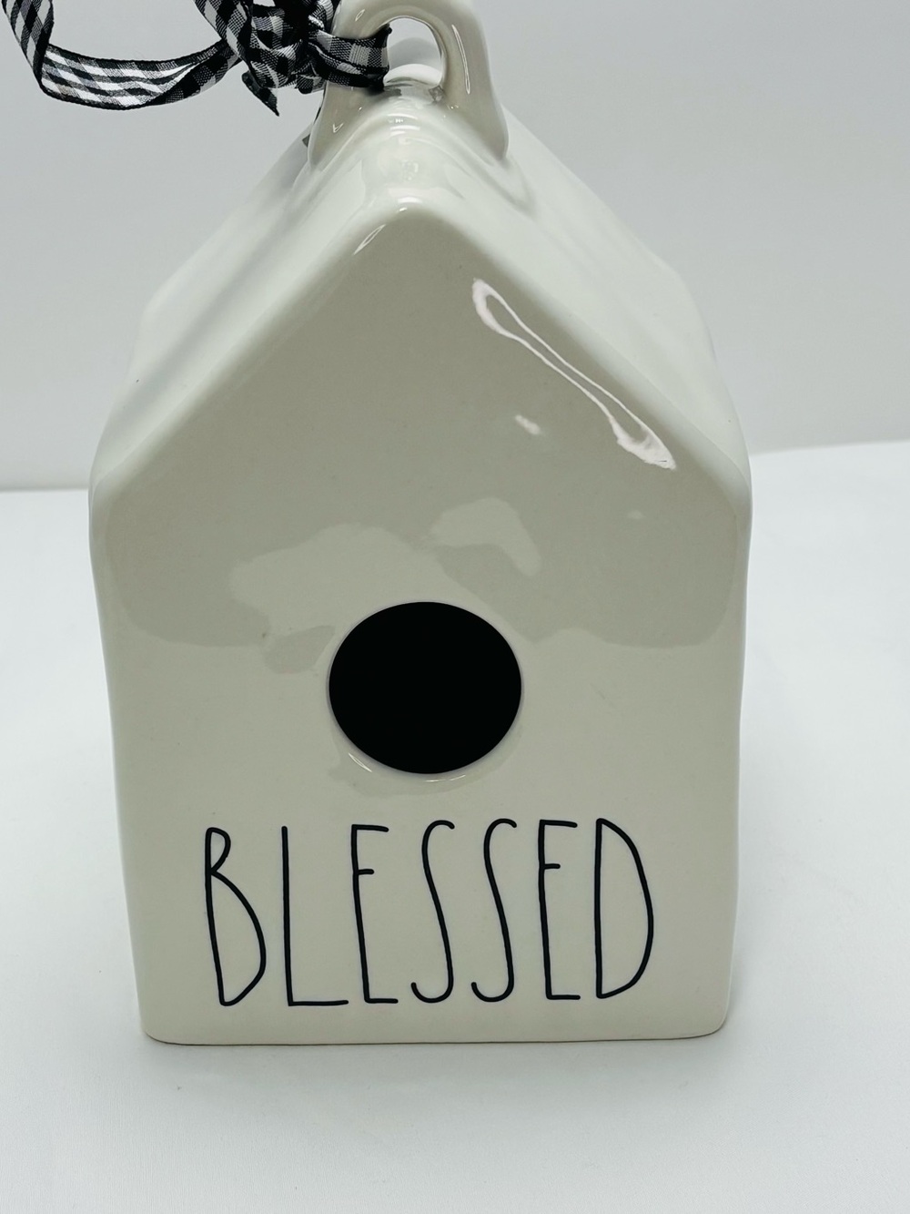 Ceramic 'Blessed' Birdhouse Accent - Cream